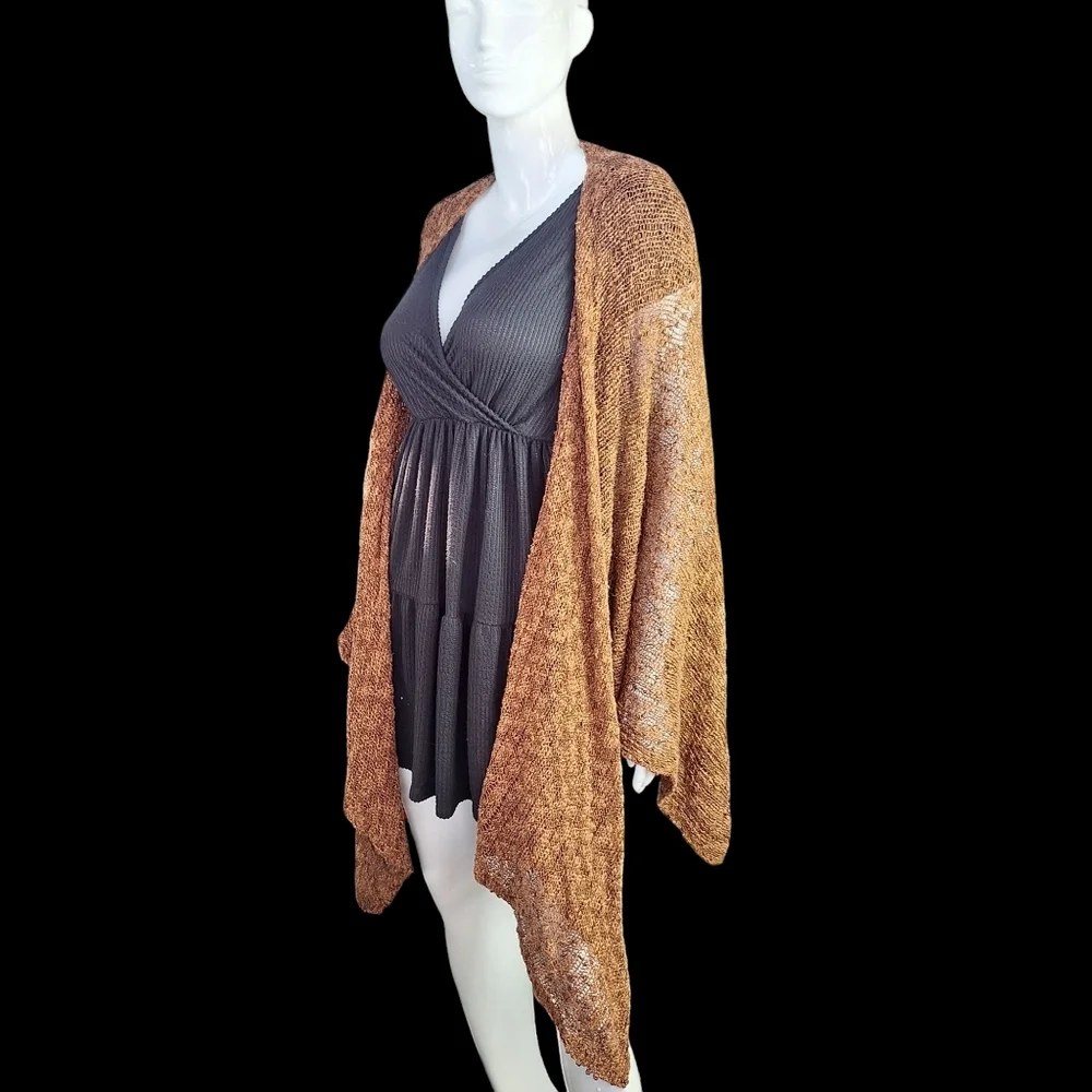 Cold Water Creek Open Front Sweater Cardigan Poncho Wrap Shawl Cape Cloak Sz O/S - Picture 2 of 15